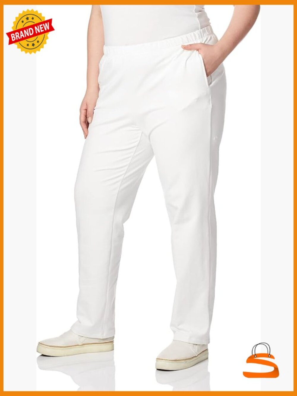 Pull-On Stretch French Terry Pants - Casual Straight Leg
